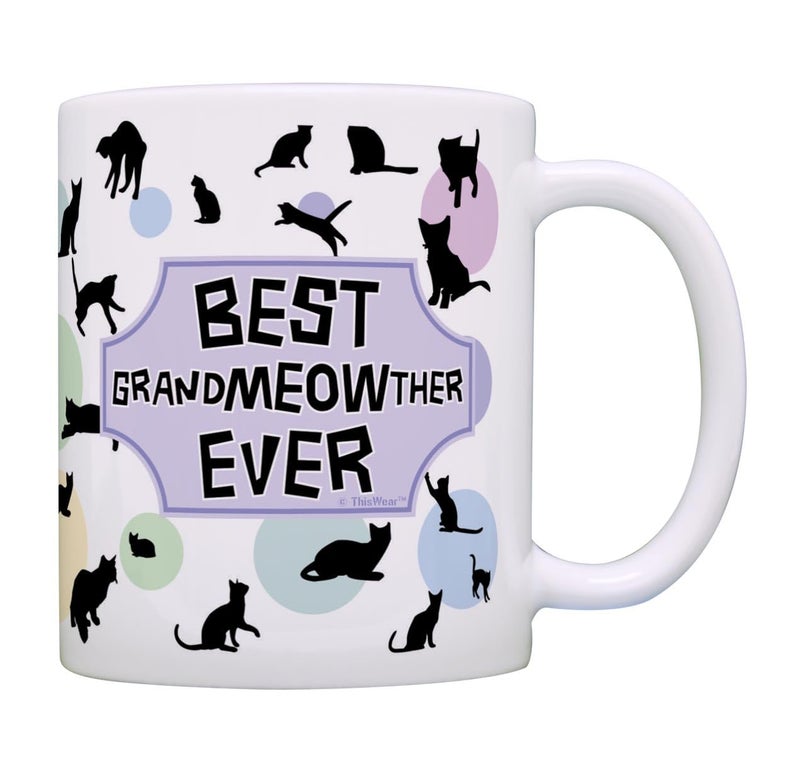 ThisWear Cat Themed Gifts Best Grandmeowther Cat Cup Cat Related Gifts Cat Grandma Coffee Mug Tea Cup Multi - Image 1
